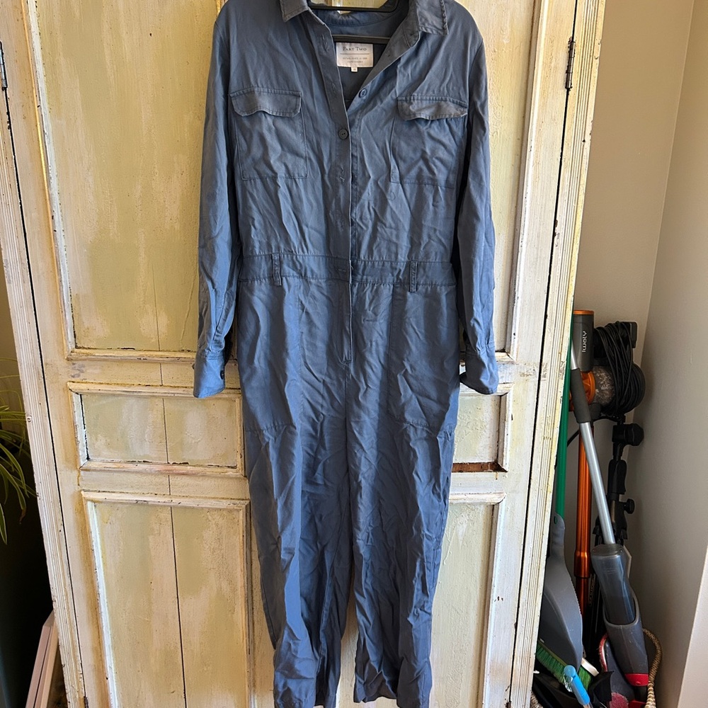 Blue Long-Sleeve Jumpsuit
